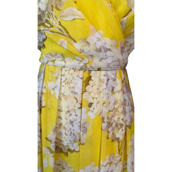 Trina Turk Size 4 Yellow Floral Wrap Dress100% Polyester V-Neck Lightweight - Picture 5 of 13